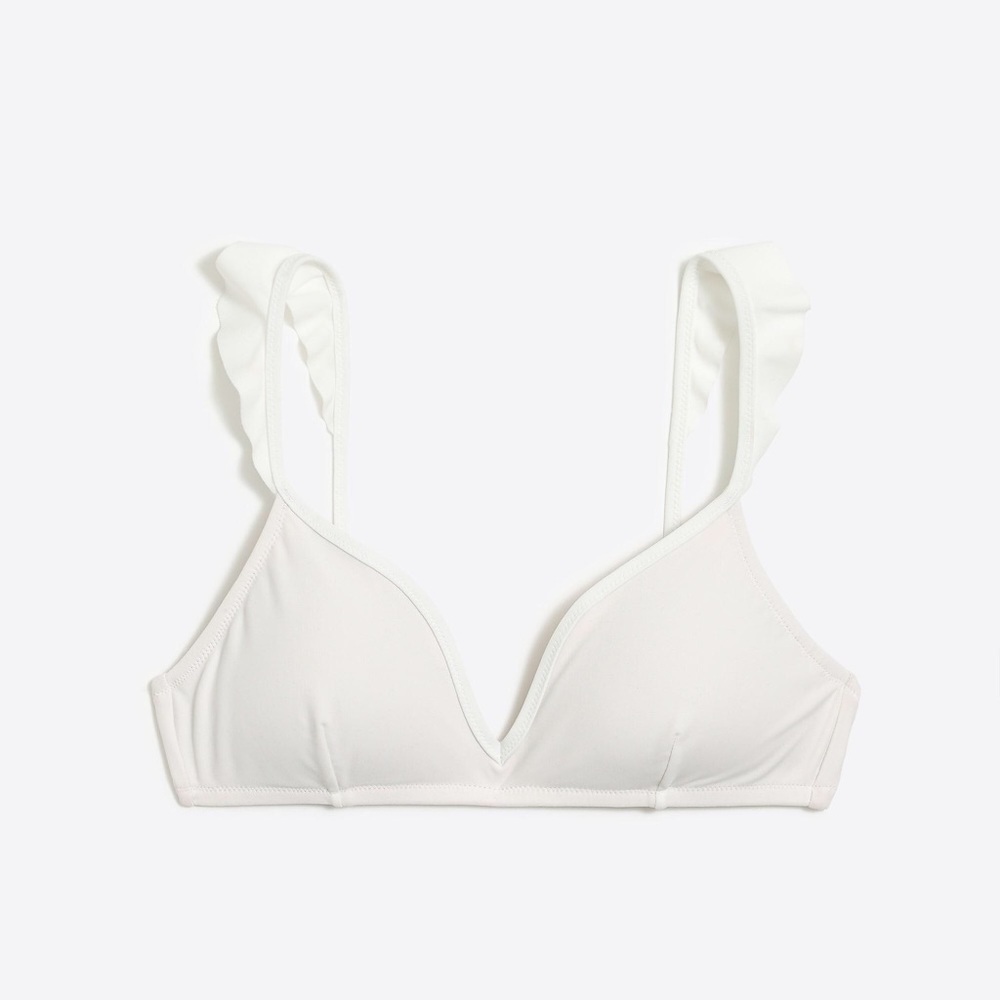J CREW Ruffle Shoulder French Bikini Top